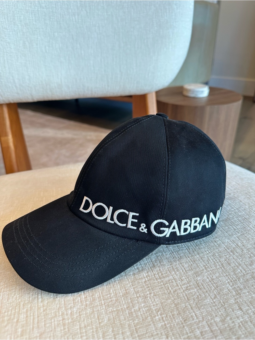 Dolce & Gabbana Black Baseball Cap with White Logo Embroidery